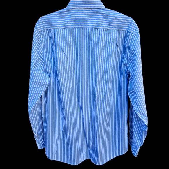 Croft&Barrow Men's Blue and White Striped Dress Shirt Size 15 1/2 - Picture 6 of 16